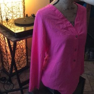 Hot pink long sleeve dress shirt size large